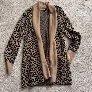 Tan and Black Leopard Cardigan - Size M